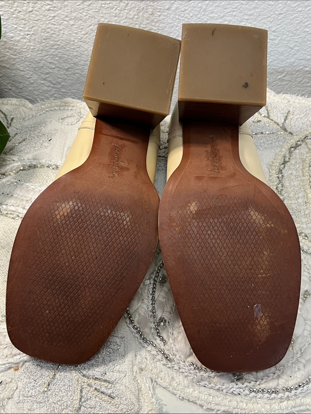 Sam Edelman Quincy Ivory Leather Horsebit Loafers Size 8M Block Heel - Picture 12 of 14